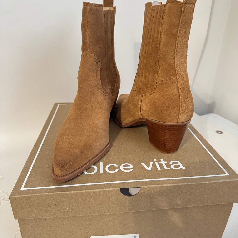 Dolce Vita Camel Suede Heeled Boots